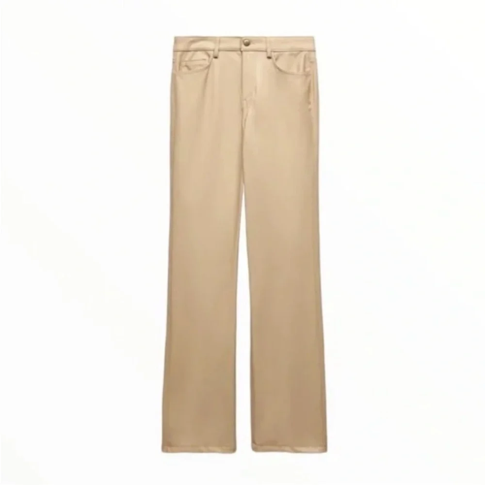 Zara Tan Leather Pants - Picture 3 of 11